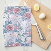 Linge De Cuisine Motif de rose de rose et de bleu (Quart Plié)