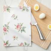 Linge De Cuisine Motif de roses roses aquarelle romantique (Quart Plié)