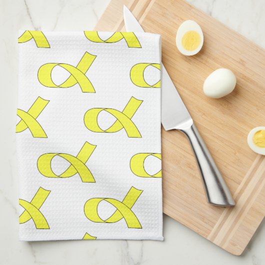 Linge De Cuisine Motif de ruban jaune (Quart Plié)