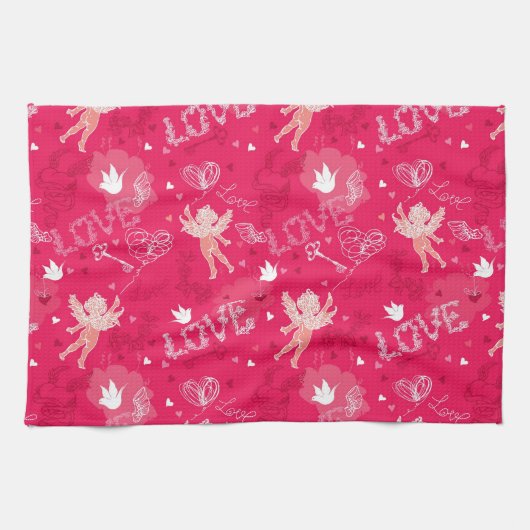 Linge De Cuisine Motif de Saint-Valentin avec le cupidon (Horizontal)
