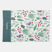 Linge De Cuisine Motif de salade végétale avec nom vert (Horizontal)