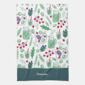 Linge De Cuisine Motif de salade végétale avec nom vert (Vertical)