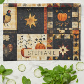 Linge De Cuisine Motif de surface composée d'art populaire primitif (Plié)