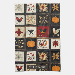 Linge De Cuisine Motif de surface composée d'automne rustique   Mot