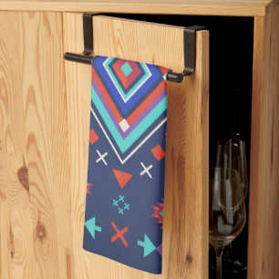 Linge De Cuisine Motif de surface géométrique bohème turquoise mari