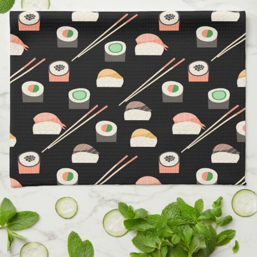 Linge De Cuisine Motif de sushi (Plié)