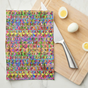 Linge De Cuisine motif de symboles de paix multicolores
