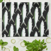 Linge De Cuisine Motif de tarpon sur le noir (Plié)