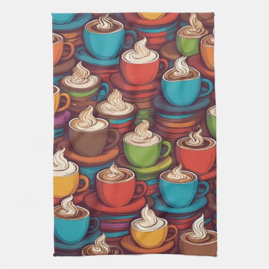 Linge De Cuisine Motif de tasses colorées (Vertical)