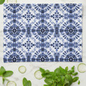 Linge De Cuisine Motif de teinture bleu foncé (Plié)