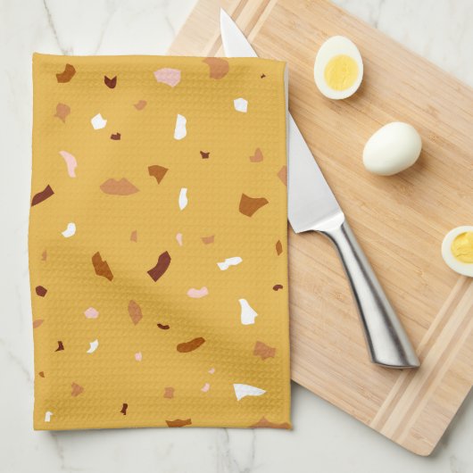 Linge De Cuisine Motif de Terrazzo Jaune (Quart Plié)