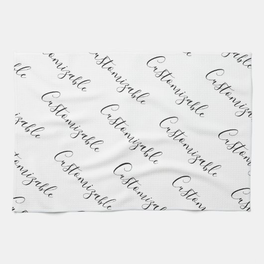 Linge De Cuisine Motif de texte de script moderne modifiable | Noir (Horizontal)