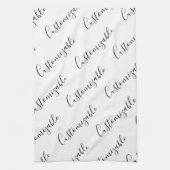 Linge De Cuisine Motif de texte de script moderne modifiable | Noir (Vertical)