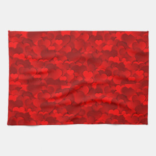 Linge De Cuisine Motif de texture de coeurs d'amour rouge romantiqu