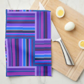 Linge De Cuisine Motif de tissage à rayures bleues et violettes (Quart Plié)