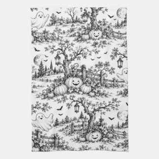 Linge De Cuisine Motif de toile de Pâques vintage avec citrouilles