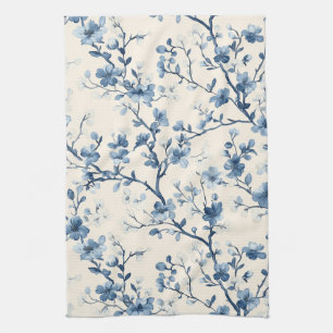 Linge De Cuisine Motif de toile florale vintage bleu (4)