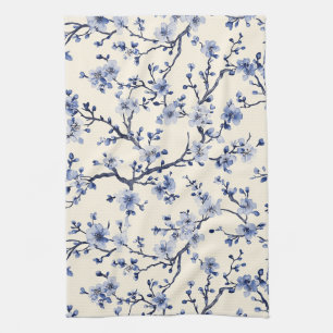 Linge De Cuisine Motif de toile florale vintage bleu (5)