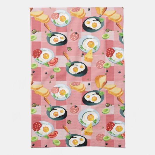 Linge De Cuisine Motif de tomate et d'oeufs au plat (Vertical)