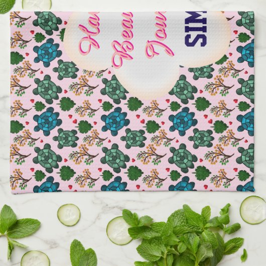 Linge De Cuisine Motif de tortue personnalisé (Plié)