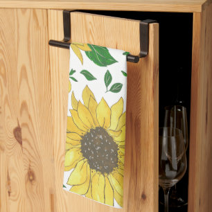 Linge De Cuisine Motif de tournesol à l'aquarelle