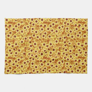 Linge De Cuisine Motif de tournesol - or, jaune et marron