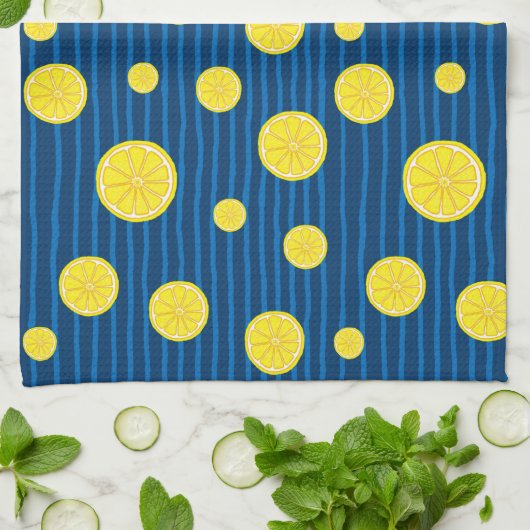 Linge De Cuisine Motif de tranches de citron (Plié)