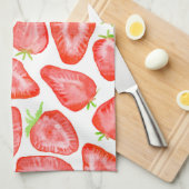 Linge De Cuisine Motif de tranches de fraise d'aquarelle (Quart Plié)