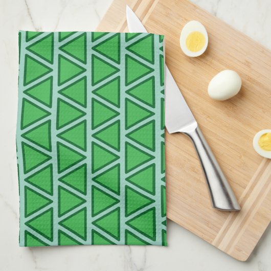 Linge De Cuisine Motif de triangle vert à trois tons abstrait (Quart Plié)