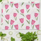 Linge De Cuisine Motif de tulipe rose (Plié)