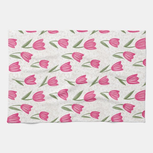 Linge De Cuisine Motif de tulipe rose (Horizontal)