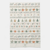 Linge De Cuisine Motif de vacances de Noël Monogramme (Vertical)