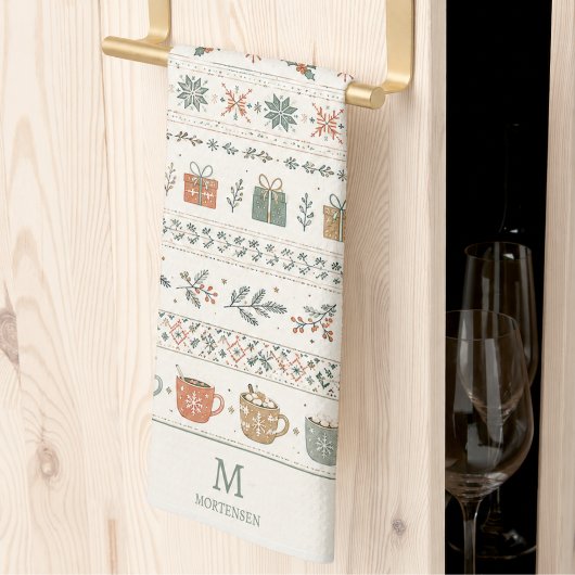 Linge De Cuisine Motif de vacances de Noël Monogramme
