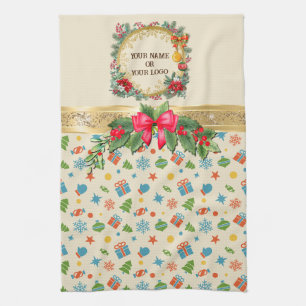 Linge De Cuisine Motif de vacances de Noël personnalisé élégant