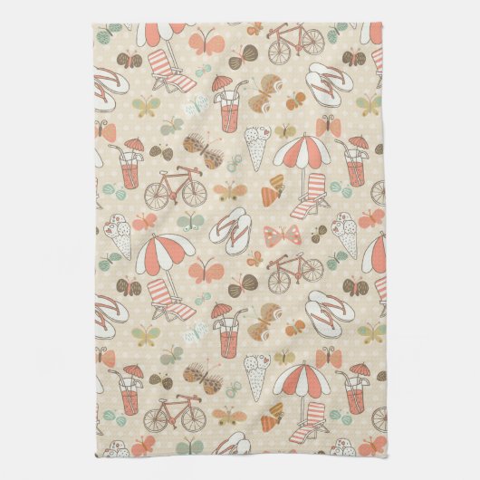 Linge De Cuisine Motif de vacances d'été (Vertical)