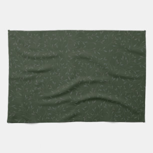 Linge De Cuisine Motif de vigne botanique ton sur ton vert foncé
