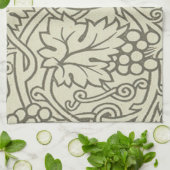 Linge De Cuisine Motif de vigne de raisin gris vert de William Morr (Plié)