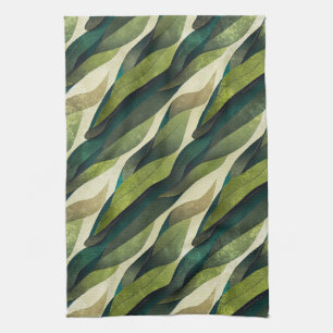 Linge De Cuisine Motif Déco Abstrait Olive Verte Minimaliste