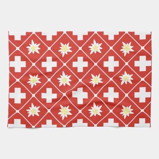 Linge De Cuisine Motif d'edelweiss de la Suisse (Horizontal)