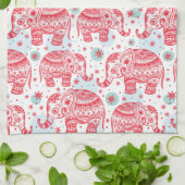 Linge De Cuisine Motif d'éléphant rouge (Plié)