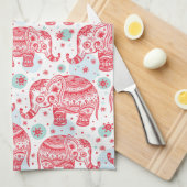 Linge De Cuisine Motif d'éléphant rouge (Quart Plié)