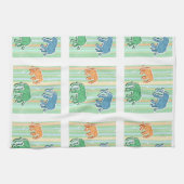 Linge De Cuisine Motif d'éléphant sur les rayures vertes (Horizontal)