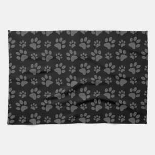 Linge De Cuisine Motif d'empreinte de patte de chien noir