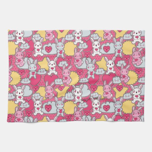 Linge De Cuisine Motif d'enfant de Kawaii avec des griffonnages (Horizontal)