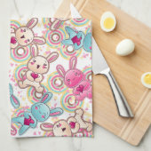 Linge De Cuisine Motif d'enfant de Kawaii avec des griffonnages (Quart Plié)
