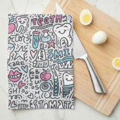 Linge De Cuisine Motif dentaire de bande dessinée (Quart Plié)