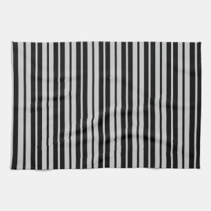 Linge De Cuisine Motif des bandes verticales noires grises de cendr
