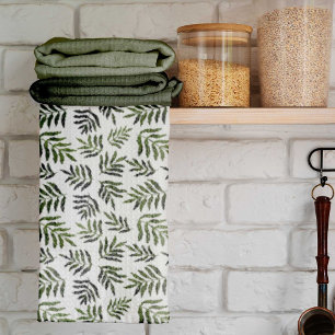 Linge De Cuisine Motif des branches vertes aquarelle