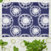 Linge De Cuisine Motif des cercles Shibori bleu et blanc (Plié)