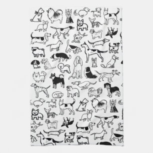 Linge De Cuisine Motif des chiens noirs et blancs Cute Canine Love